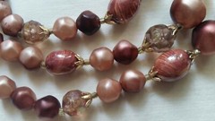 3 strand 20″ gold tone irregular round, oval & crystal beads with pedal spacers