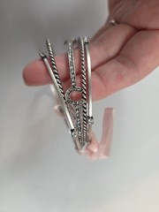 Juicy Couture PAVE ICON Bangle Bracelets Rhinestones Silver Tone Heart Crown