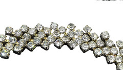 Vintage Prong Set Rhinestones Bracelet Featuring Rhinestone Drop Dangle