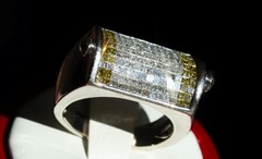 14k w/gold sz 10 ring 1.75ct natural & treated diamond invisible set 15.5gr C-73