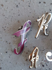 Lot 4 Different Fancy Letter Brooch Pins Pinbacks Letters R F H & A 1” – 1.75″