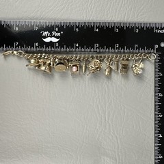 Vintage Charm Bracelet Windmill Well Cart Gold Tone Dutch Theme 7.5″