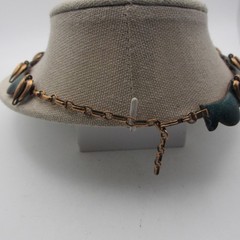Vintage Copper Enamel Necklace Speckled Collar 17 Inch