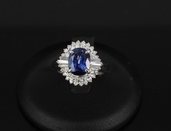 Fine 2.37ct GIA Madagascar Sapphire & 0.54ct Diamond Platinum Ring Size 6.75
