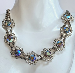 Estate VNTG Rainbow Clear AB Rhinestone High Sparkle Necklace Bracelet Earrings