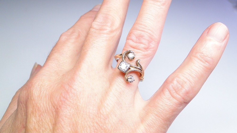 🌟Antique 14K Gold Nouveau Diamond Ring Lovely Design Size 6 3/4