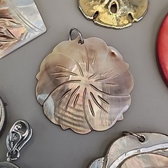 Vintage Mother of Pearl Pendant Lot of 15 Beach Shell Anchor Palm Tree