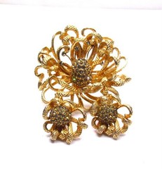 Vintage Castlecliff Rhinestone Brooch Earrings SET