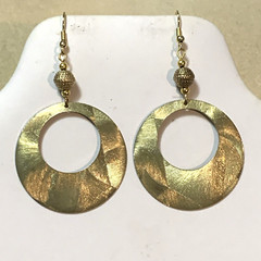 NEW LISTING* LG.HANDCRAFTED VTG.ENGRAVED GOLDEN BRASS- OPEN RING- EARRINGS-NEW#1