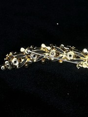 DeLizza And Elster D&E Juliana Pearl & Aurora Borealis Rhinestone Leaf Brooch