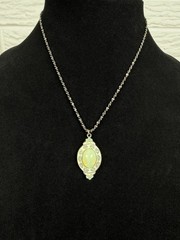 Anne Koplik Uranium Glass Opalescent Pendant Necklace UV Reactive Made USA