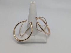 Large 14k Gold Twisted Hoop Earrings. 3″ Intertwined Twisted Double Wire Hoop Ea