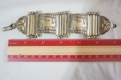 Vintage Silver Plated Brass Elephant Panel Bracelet 6″ Boho Ethnic Tribal