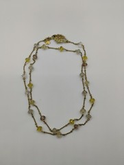 Vintage Monet Lavender, Pale Yellow and Clear Crystal Chain Necklace