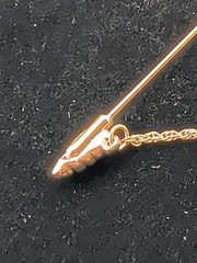 Vintage Gold Tone White Faux Pearl Double Sided Chain Drape Stick Hat Pin 2.5″