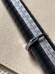 VINTAGE Blue Baguette & Quartz Round Half Eternity Band Silver SIGNED -SIZE 6.75
