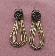 Dakota West Sterling Silver Shube Vintage Earrings Liquid Silver 1.5 in 975c