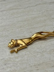 VTG Jackie Collins Signed Exotic Panther Brooch Rhinestone Gold Tone Pin Estate