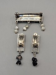 Sterling Silver Broach And Clip On Earrings