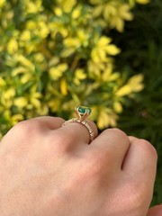 Art Deco Antique 3.60 Ct Natural Emerald Vintage Wedding Ring 14K Yellow Gold FN