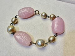 Vintage Miriam Haskell Pink Glass Bracelet Mid Century Glass Book Reference