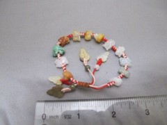Fine CHINESE Carved Stone ZODIAC ANIMALS Bead CORD BRACELET-6 3/4 Inches