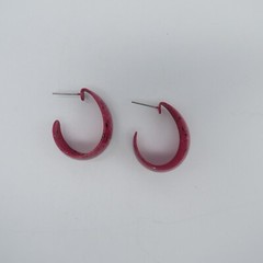 Pink Open Hoop Earrings Paint Splatter Funky Retro