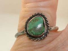 VINTAGE OLD PAWN STERLING SILVER & TURQUOISE RING! SZ 6
