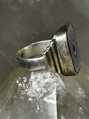 Ceramic Flower ring vintage band size 5.50 sterling silver women