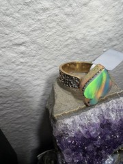 Spade-Shape Aurora Stone Adjustable Copper Ring