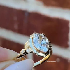2Ct Oval Cut Real Moissanite Art Deco Women Wedding Ring 14K Yellow Gold Plated