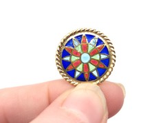 Vintage 18k Gold French Plique A Jour Enamel Stained Glass Notre Dame Pendant