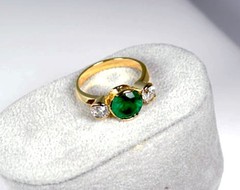 Art Deco 2.80Ct Natural Green Emerald Vintage Engagement Ring 14K Yellow Gold FN