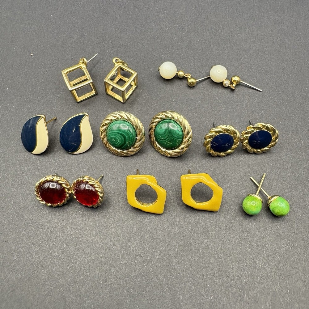 Vintage to Now Post Back Earrings Lot of 8 Pairs Multicolor Fashion Pierced Ear