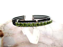 DK JTV GREEN PERIDOT STAINLESS STEEL CUFF BRACELET 5.00CTW NIB