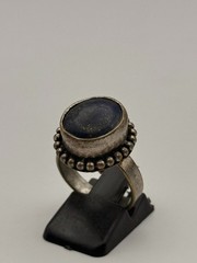 Ancient Vintage Victorian Sterling Silver Ring Engraved Onyx Stone Size 7