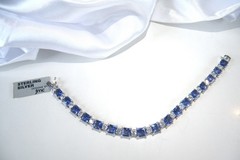 Sterling Silver 925 Simulated Large Sapphire Tennis Bracelet 7.5″