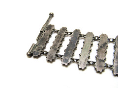 Vintage Etruscan Revival 800 Silver Panel Filigree Bracelet 6.5″ -30.8g