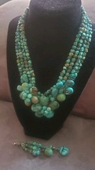 Vtg Soms 4 Strand & Lg Turquoise Nuggets Bib Necklace 925 Sterling Silver Clasp