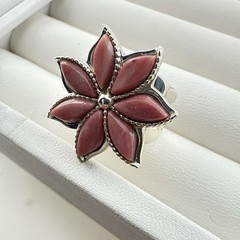 Jay King Ring Pink Stone Flower Starburst sz 6.5 Sterling Silver 925