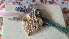 Aurora Borealis Crystal Heart Flower Brooch