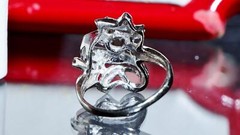 14k white gold ring 0.12ct natural diamond size 4.75 flower vintage 3.35gr N3444