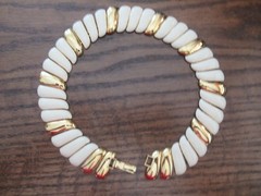Vtg Monet Choker Gold Tone Cream Necklace and Bracelet