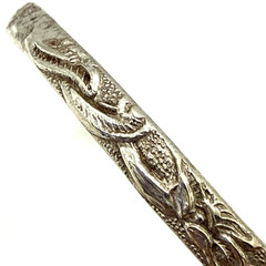 Vintage Mexican Sterling Silver 925 Bangle Bracelet Ornate Design 19g Large 9″
