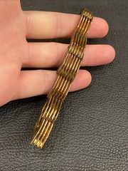 Machine Age Brass Architectural Modernist Geometric Links Panel Bracelet 7-3/8”