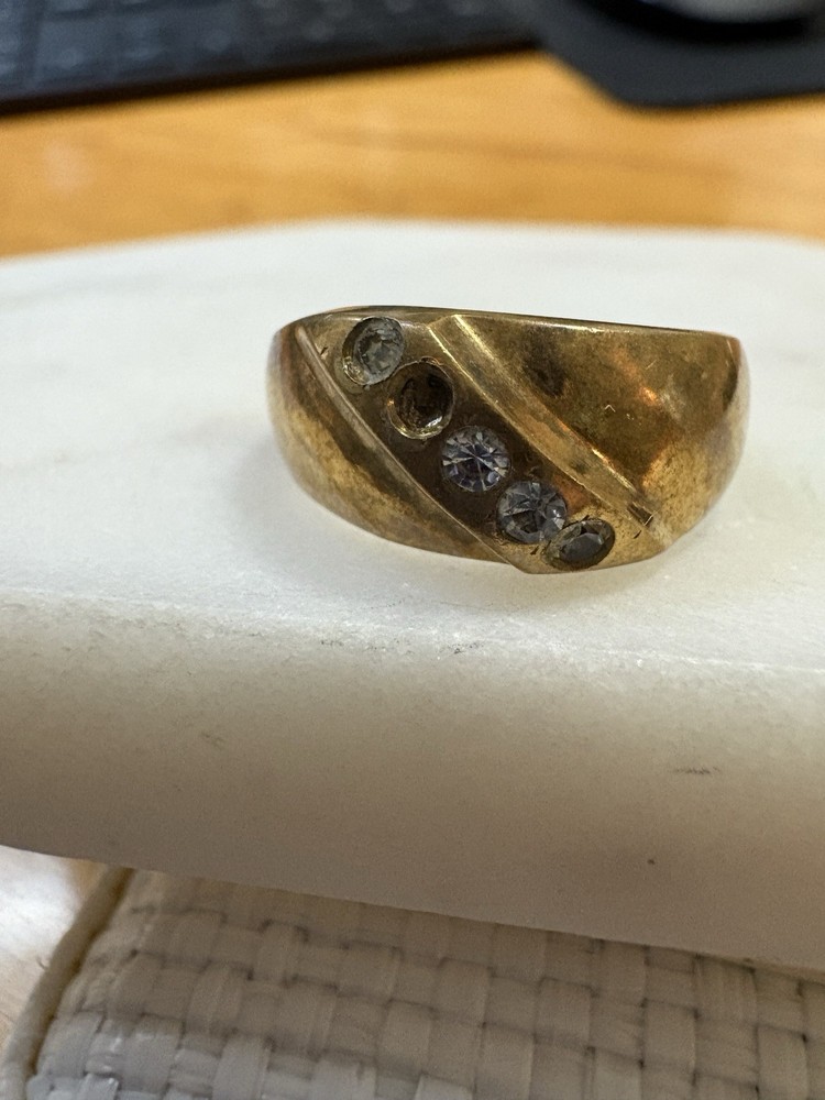 Vintage 14K Gold Diamond Band Ring | Mid Century Solid Gold Classic Design