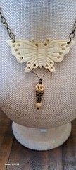 VTG Tibetian Carved Butterly Pendant Necklace