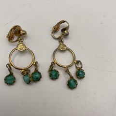 Vintage Gold Tone Turquoise Dangle Earrings Womens Screw Back 1.5 In Jewelry