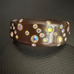 Vintage Bangle Bracelet Rhinestone Acrylic Retro Brown
