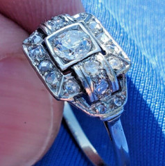 NATURAL EARTH MINED DIAMOND Original Antique Engagement Ring Deco Solitaire 14K